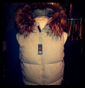 Gap Down Vest with Faux Fur Hood